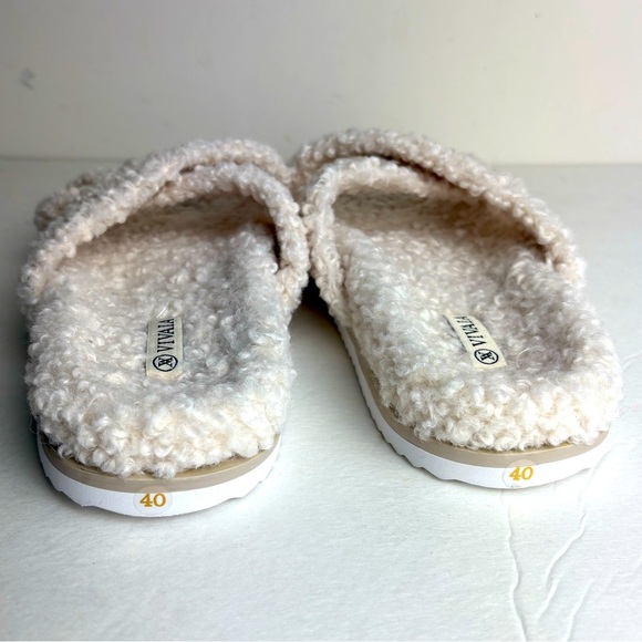 NWOT Vivaia Furry Criss-Cross Strap Slippers (Hannah) Womens Size 40/ US 9 cream - Picture 10 of 11